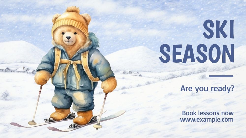 Ski lesson blog banner template, editable text