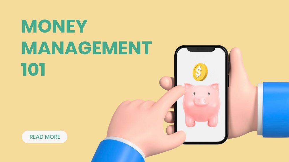 Money management blog banner template, editable 3D design