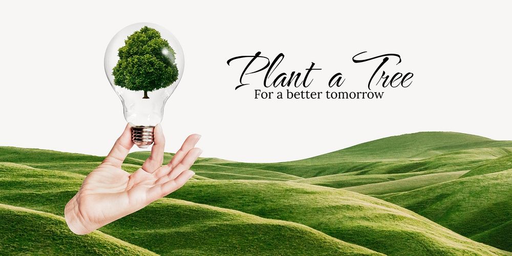 Plant trees Twitter ad template, editable design