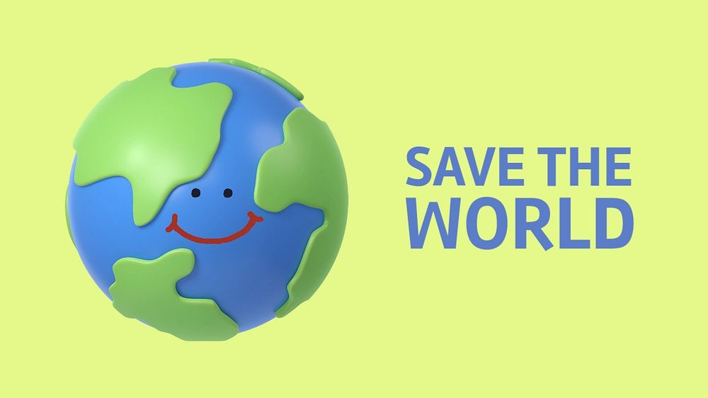 Save the world banner template, 3D environment, globe illustration
