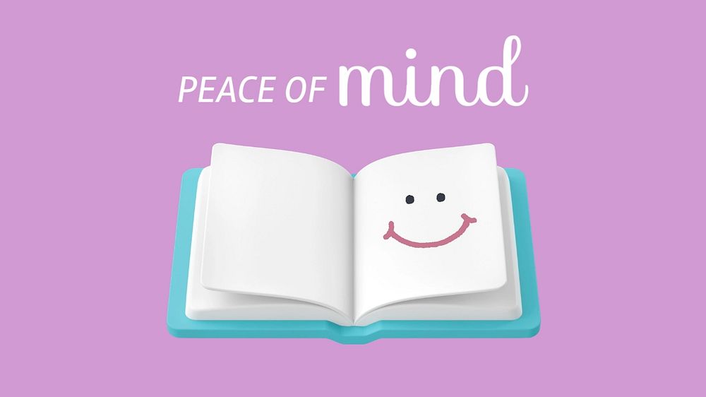 Peace of mind banner template, cute purple design