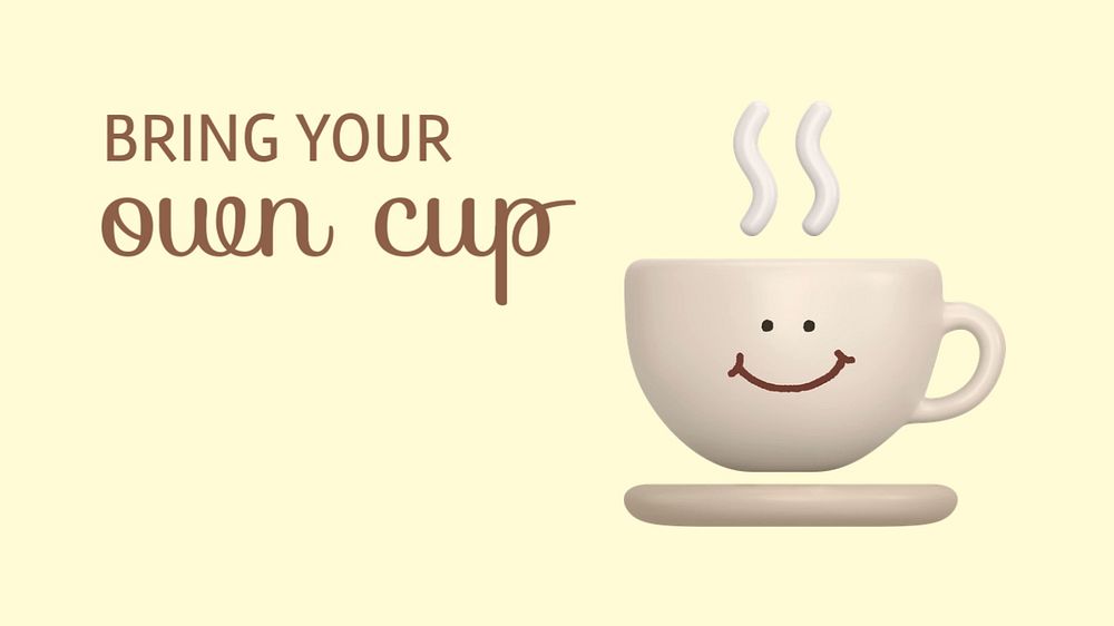 Coffee cup Powerpoint presentation template, sustainable quote