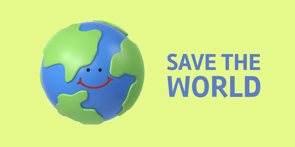 3D environment Twitter ad template, save the world quote