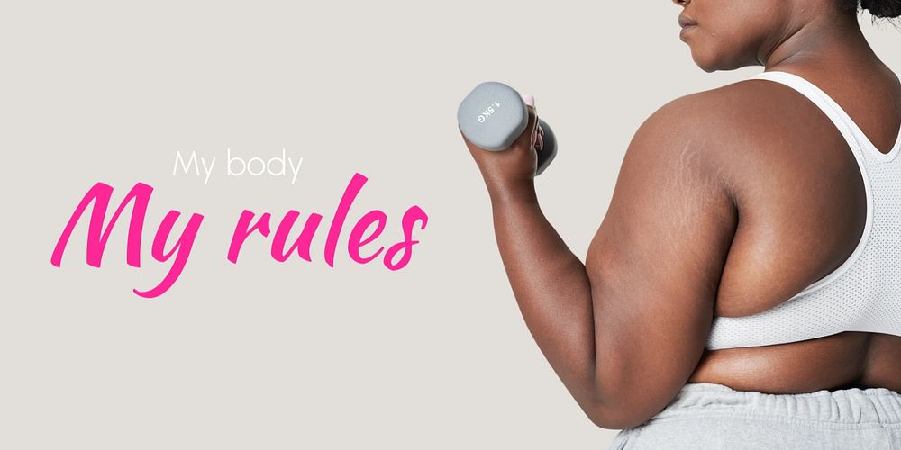 Body positivity Twitter post template, my body, my rules