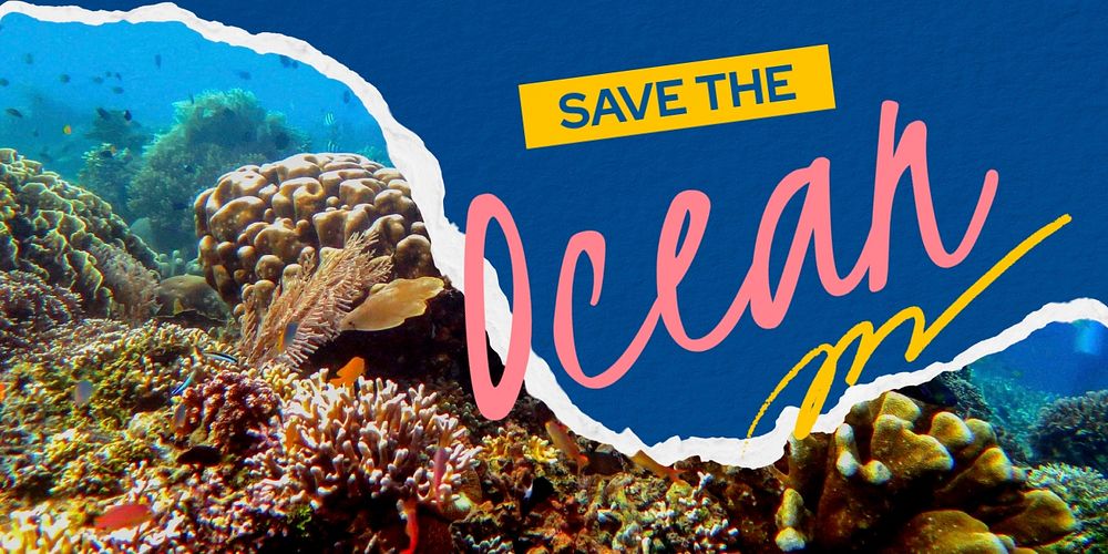 Save ocean Twitter post template, environmental campaign