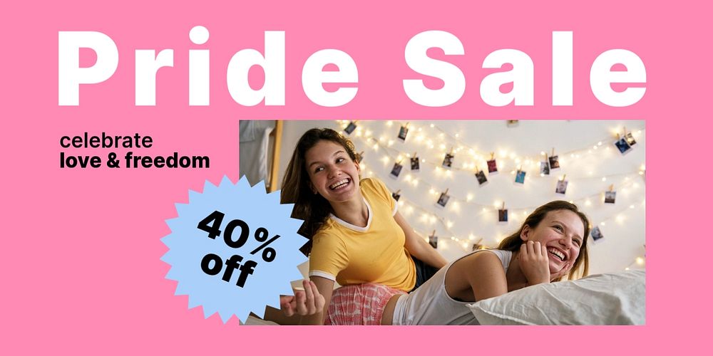 Pride sale Twitter post template, shopping ad campaign