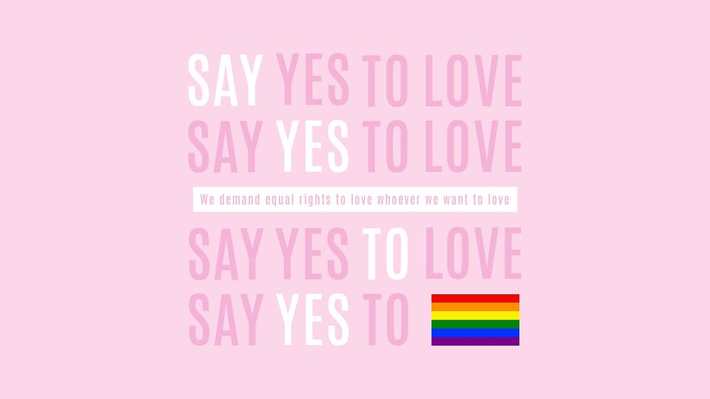 LGBTQ love PowerPoint presentation template, pink aesthetic design