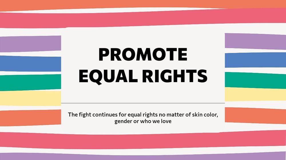 Promote equal rights presentation template, Pride Month celebration