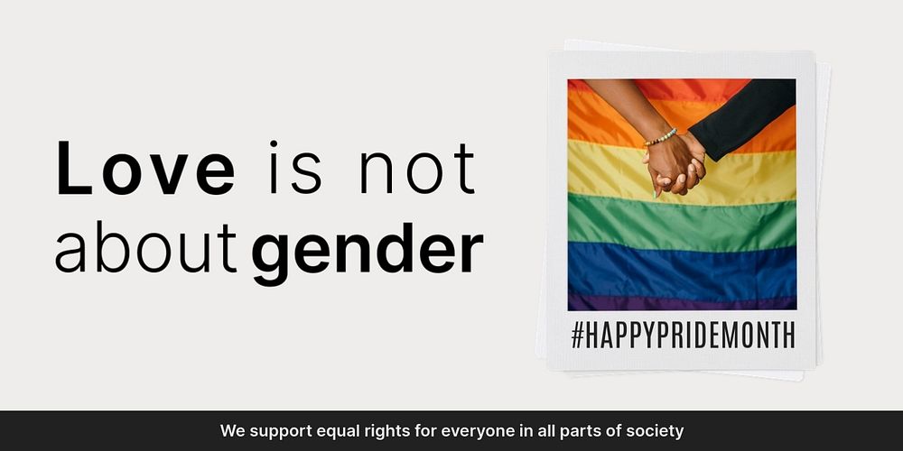 Gay pride Twitter post template, love is not about gender quote