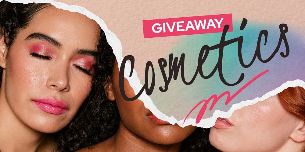 Women's beauty Twitter post template, cosmetics ad photo 