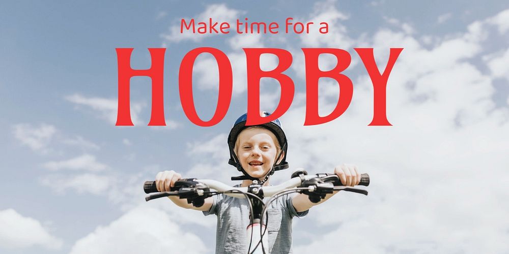 Biking hobby Twitter post template, kid design