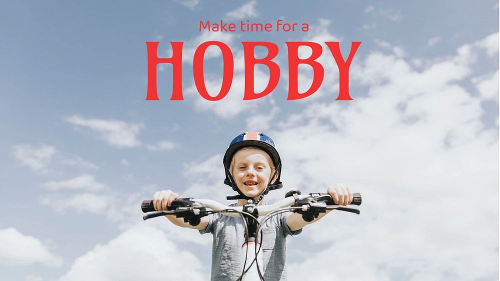 Biking hobby blog banner template, kid design