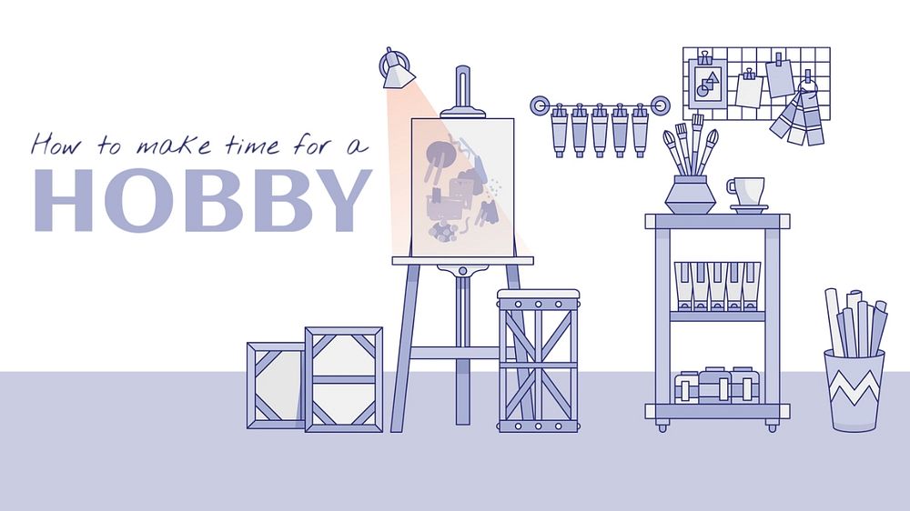 Hobby blog banner template, editable art studio design
