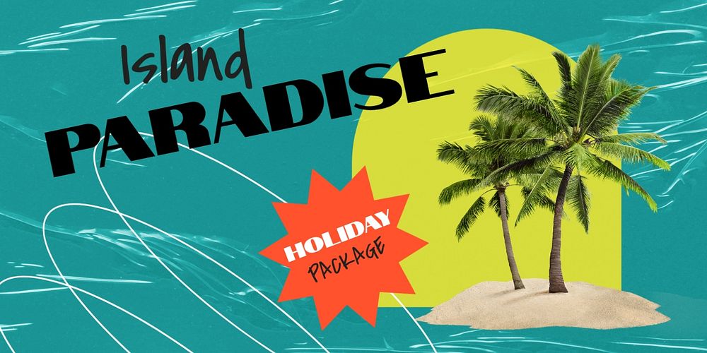 Island holiday Twitter post template, travel ad 