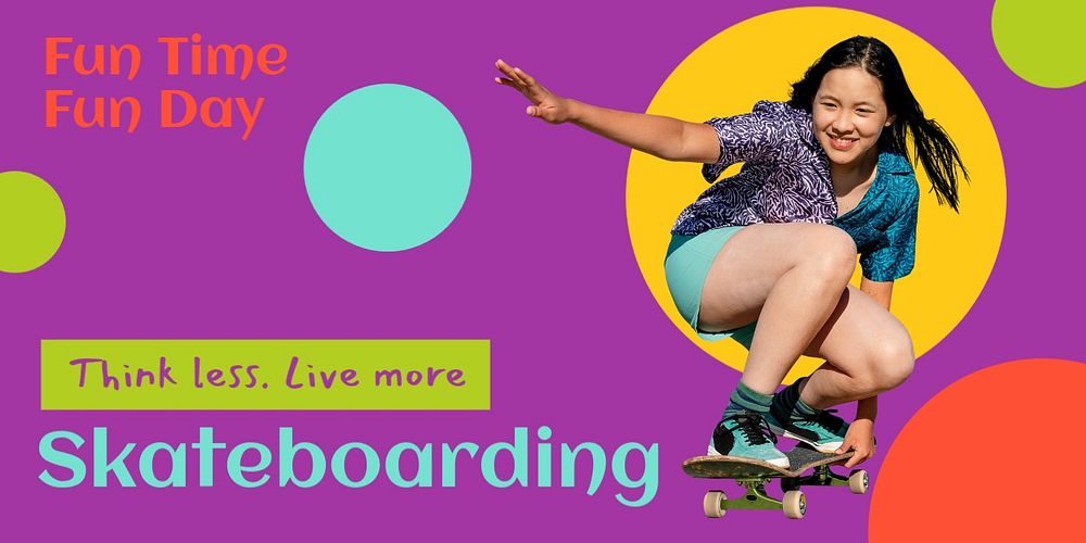 Skateboarding hobby Twitter post template, editable design