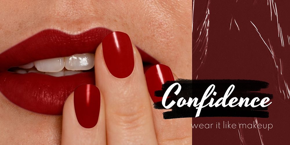 Red lips Twitter post template, confidence text