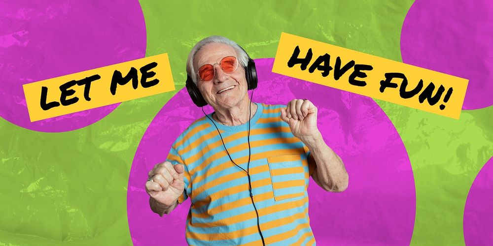 Music lover Twitter post template, senior adult design
