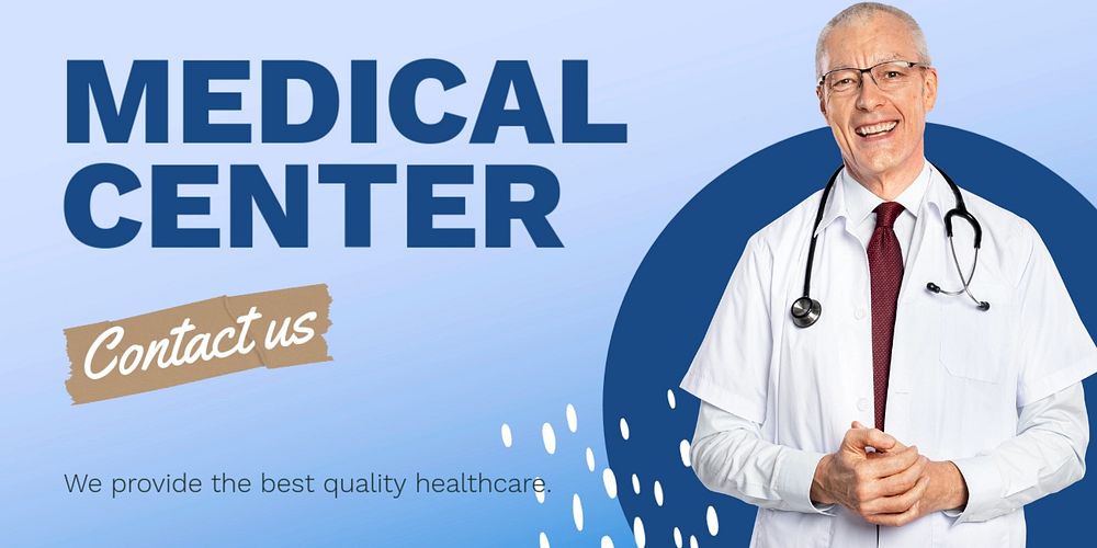 Medical center Twitter post template, healthcare campaign