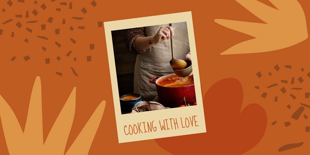 Cooking hobby Twitter post template, editable design