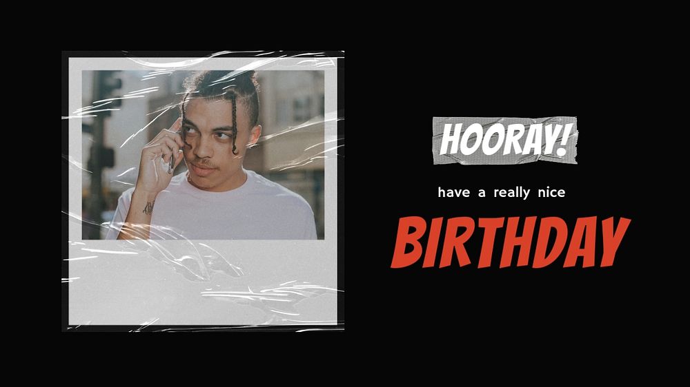 Instant film YouTube thumbnail template, birthday greeting card