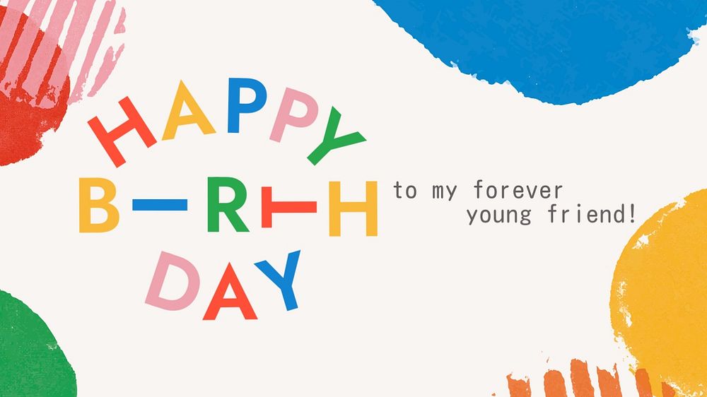 Birthday greeting blog banner template, colorful typography
