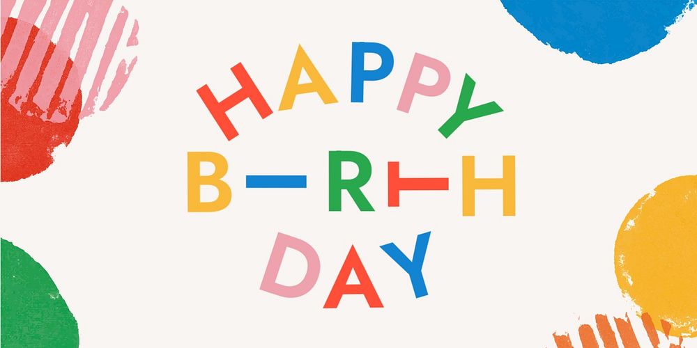 Birthday greeting Twitter post template, colorful typography