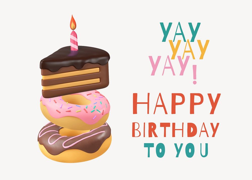 Birthday cake greeting card template, cute design