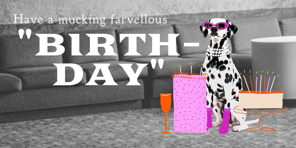 Dog birthday Twitter post template, cute pet photo