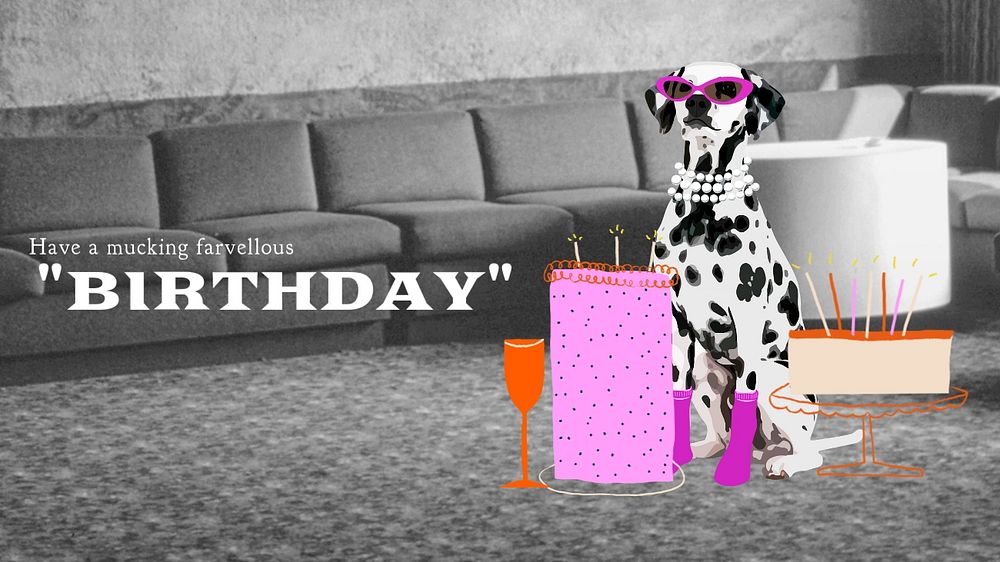 Dog birthday blog banner template, cute pet photo