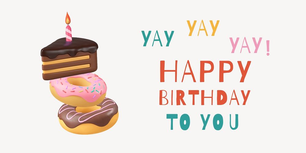 Birthday cake Twitter post template, cute greeting card