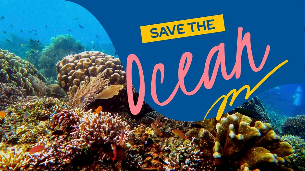 Coral reefs PowerPoint presentation template, environmental campaign