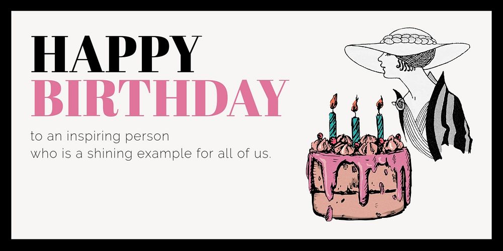 Vintage fashion Twitter post template, birthday greeting card