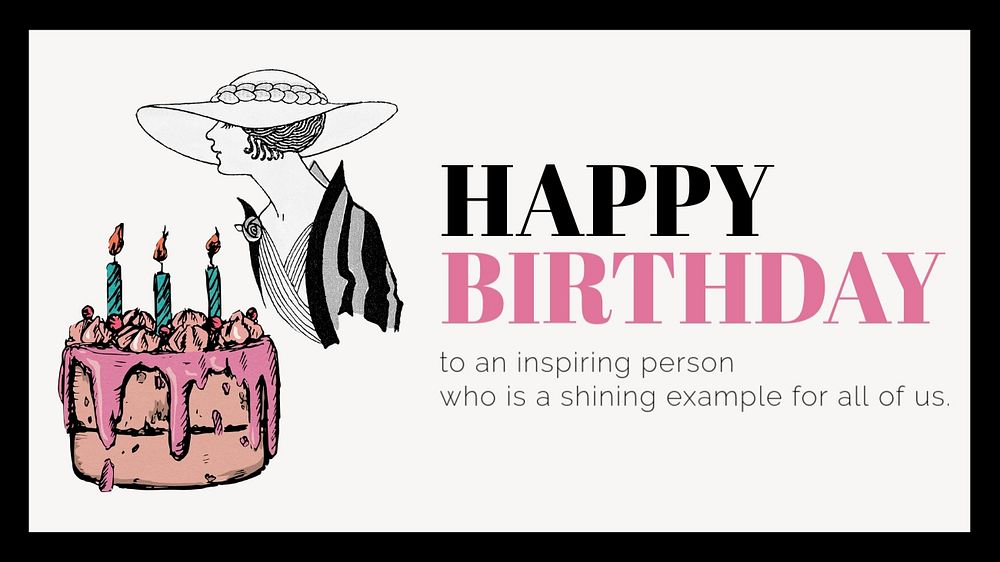 Vintage fashion PowerPoint template, birthday greeting card