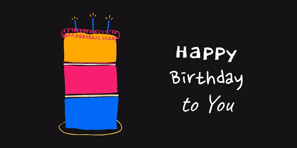 Birthday cake Twitter post template, cute doodle