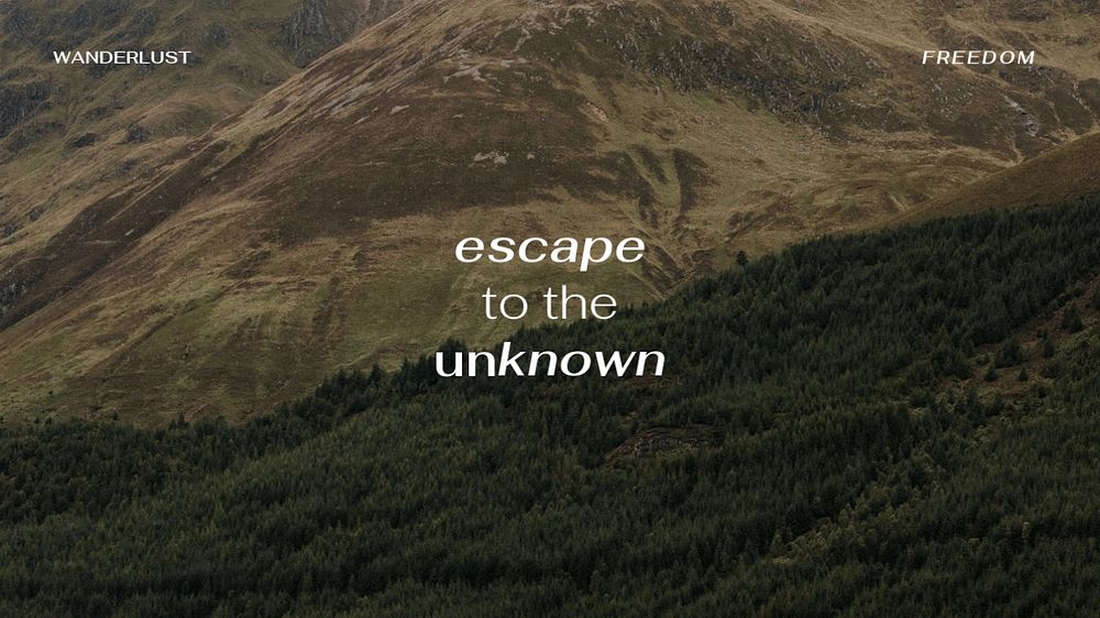 Mountain travel PowerPoint presentation template, editable quote
