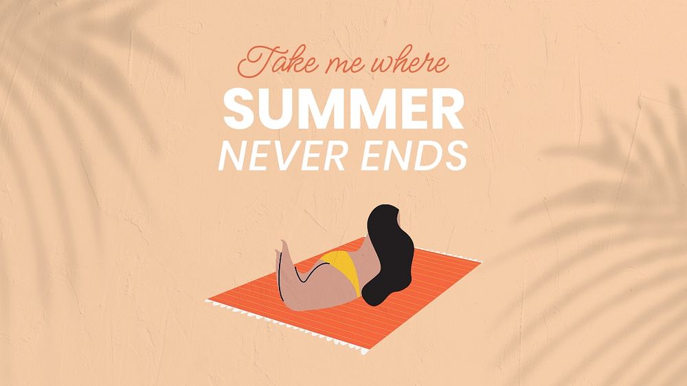 Summer travel PowerPoint presentation template, woman sunbathing