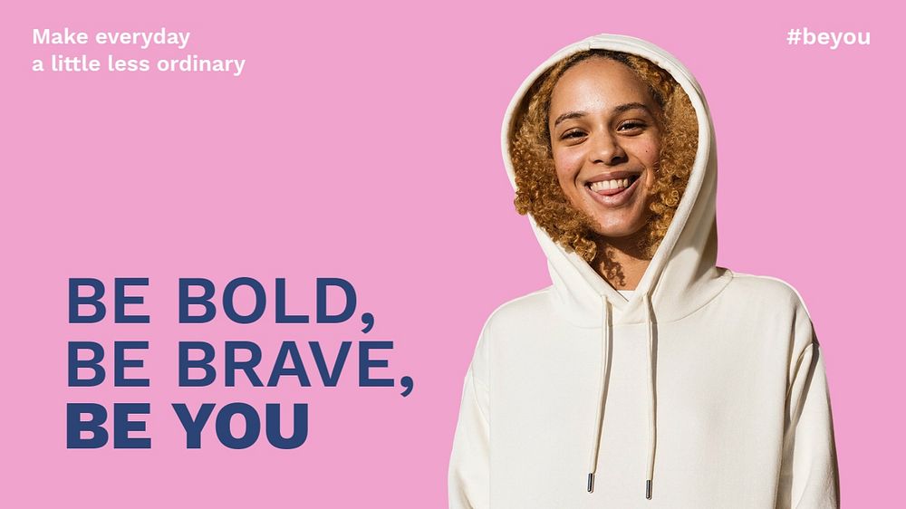 Editable motivational blog banner template, pink design