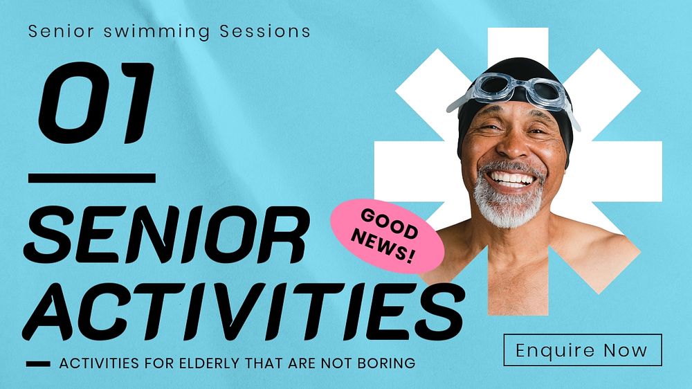 Senior activity presentation template, blue design