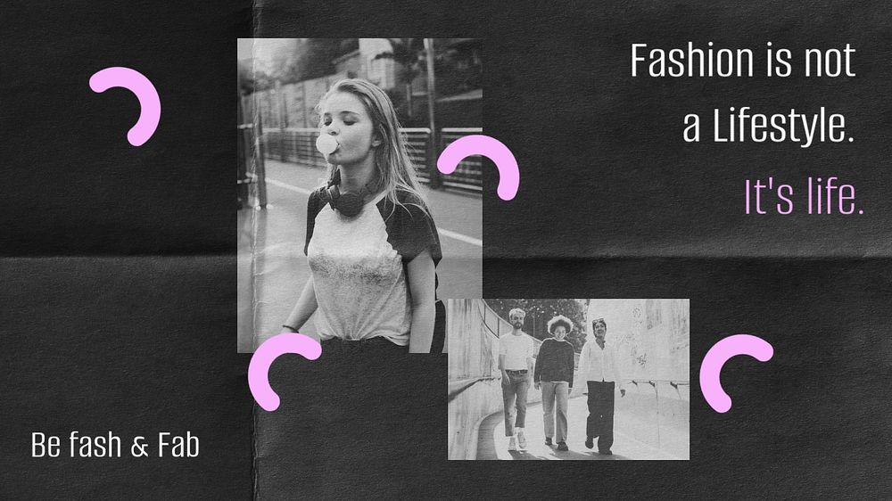 Fashion collage PowerPoint template, cute memphis design