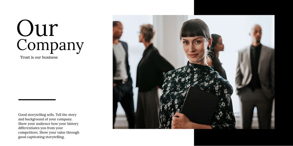 Our company Twitter post template, businesswoman photo