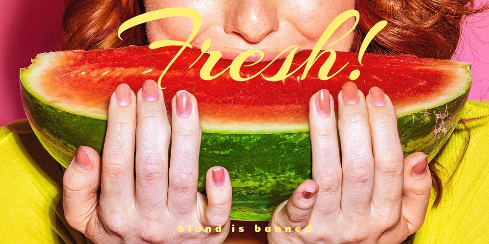 Summer watermelon Twitter header template, editable text