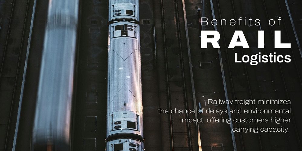 Rail logistics Twitter ad template, industry editable design