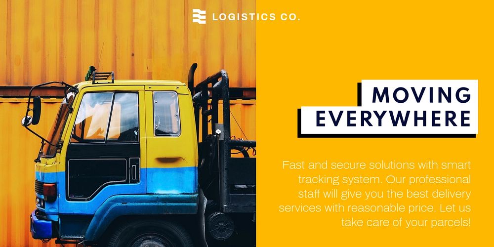 Moving services Twitter post template, logistics design