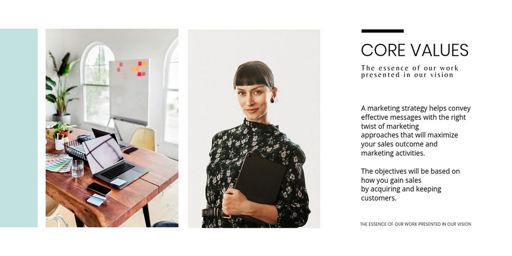 Business values Twitter post template, professional design