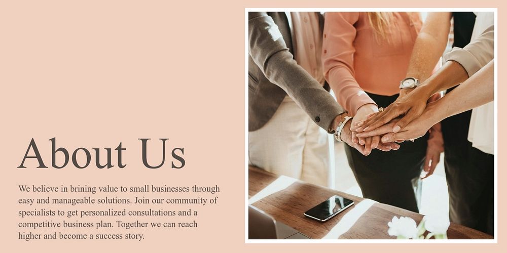 Pink business Twitter post template, about us topic