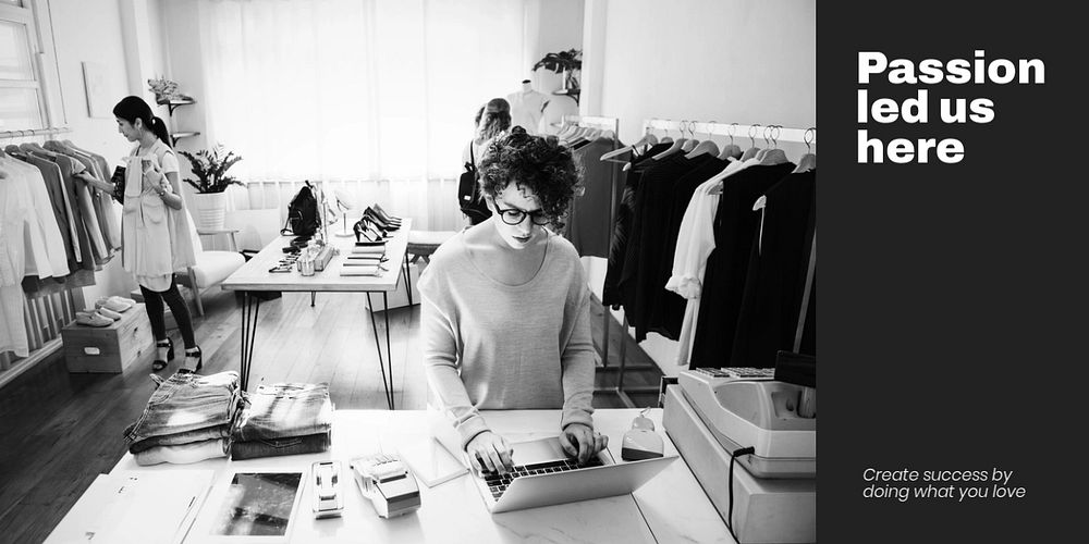 Fashion business Twitter post template, passion led us here quote