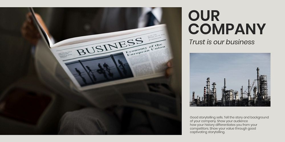 Our company Twitter post template, industrial business