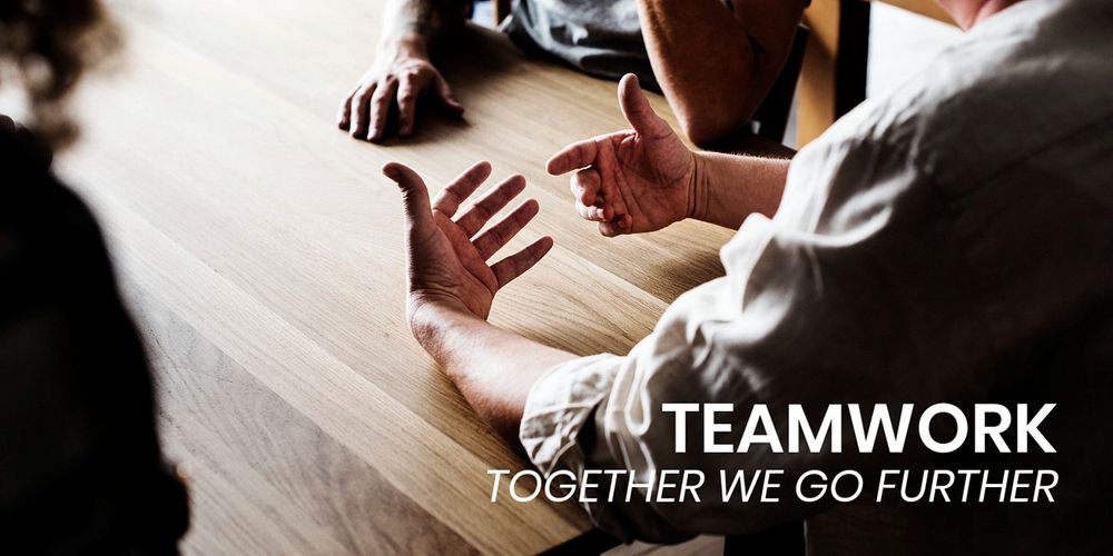 Business teamwork Twitter post template, meeting aesthetic