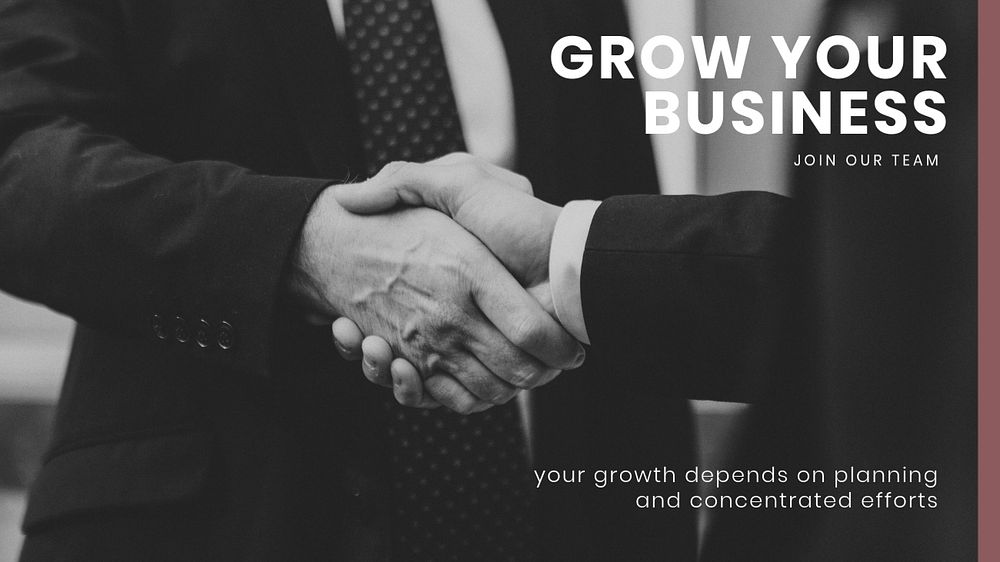 Business growth YouTube thumbnail template, men shaking hands
