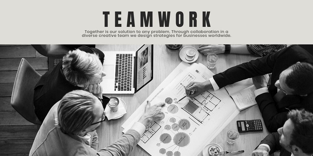 Business teamwork Twitter post template, meeting aesthetic